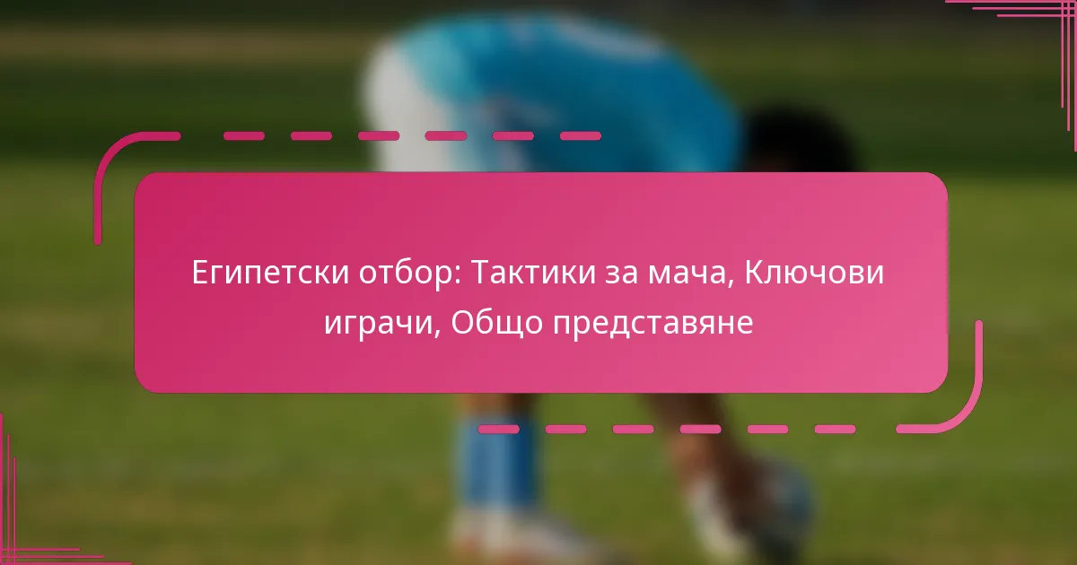 Египетски отбор: Тактики за мача, Ключови играчи, Общо представяне