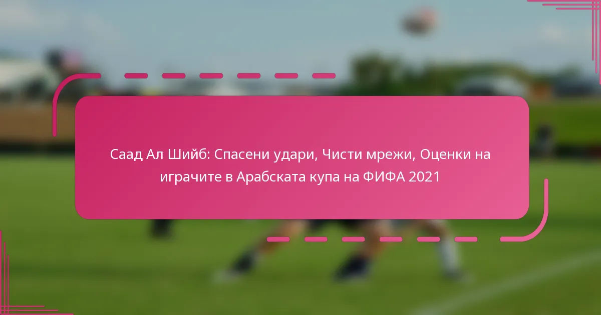 Саад Ал Шийб: Спасени удари, Чисти мрежи, Оценки на играчите в Арабската купа на ФИФА 2021