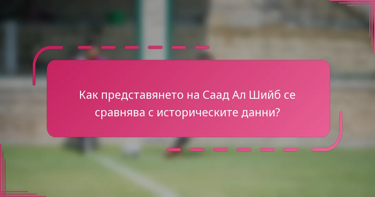 Как представянето на Саад Ал Шийб се сравнява с историческите данни?