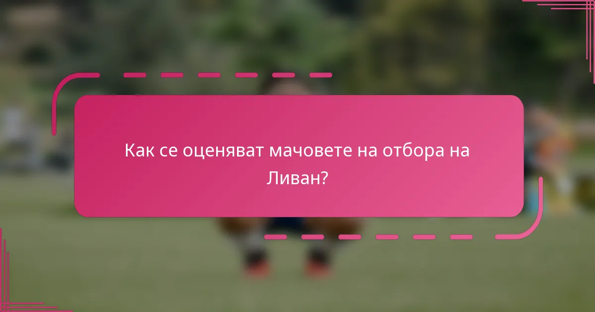 Как се оценяват мачовете на отбора на Ливан?